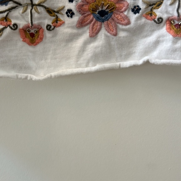 Sundance Tops Sundance Floral Embroidered Beaded V Neck Cotton And